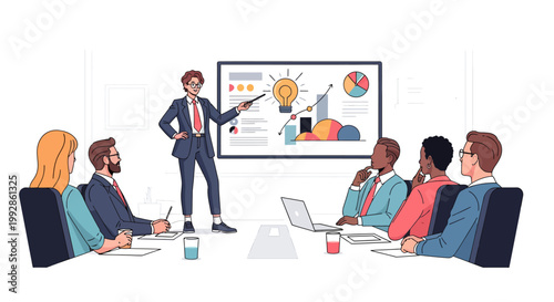 Professional Business Presentation Meeting with Team and Leader.