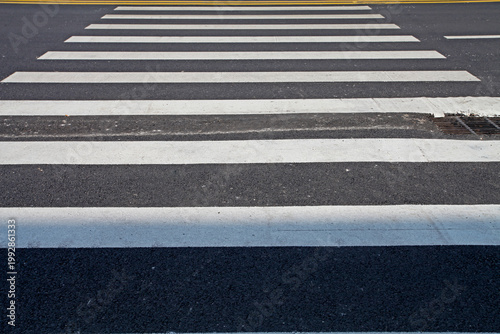 Quadro su tela The Black-and-White Rhythm of Urban Zebra Crossing