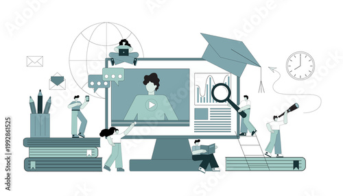 Online education at home, e-learning concepts. People are getting an education and learning using the internet and gadgets