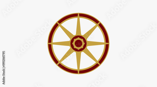 A striking flat design vector illustration of the Dharma Wheel, a powerful symbol of the Eightfold Path and Buddhist teachings.
