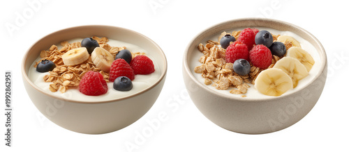 Granola with berries, banana and yogurt