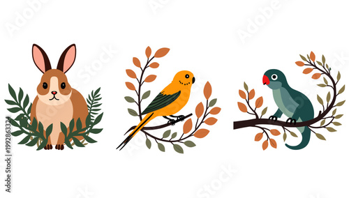 A charming illustration of a guinea pig nestled amongst green leaves. Ideal for children's materials, pet-related content, or adding a touch of whimsy