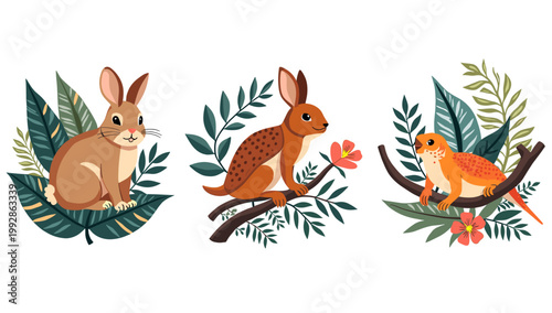 A charming illustration of a hamster nestled in lush foliage. Perfect for children's content, pet-related businesses, or adding a touch of whimsy to d