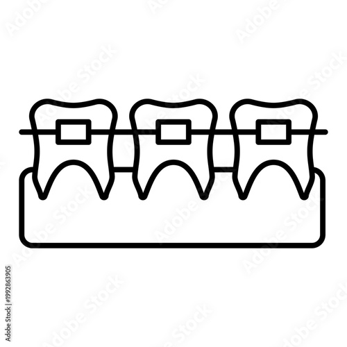 orthodontic braces line icon with editable stroke