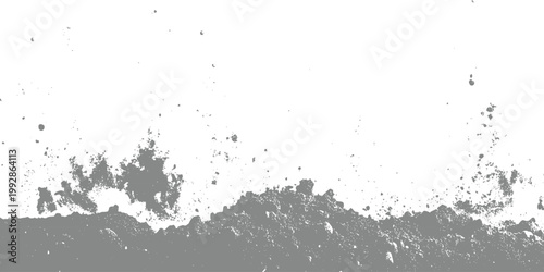 Abstract grey texture with soil or dirt particles at the bottom on white