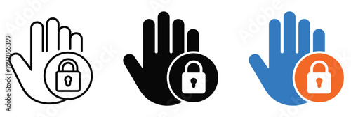 Canvas Print Restricted Area Icons Set, Flat Line and Filled Symbols, Security Warning Signs,
