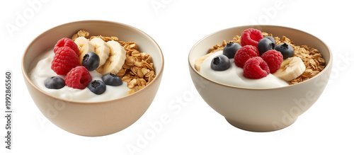 Granola with berries, banana and yogurt