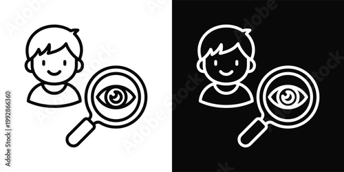 Child Health Observation Icon In Black And White Style