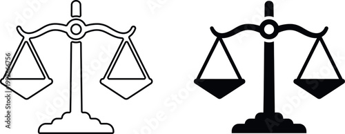 Scales of justice iconography a black and white depiction of legal balance and fairness
