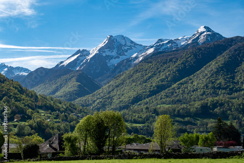 View of the Pyrenees mountains around the village of Laruns