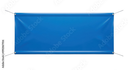 Obraz na plátne Blue vinyl banner with grommets isolated on transparent background