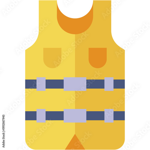 Lifesaver Life Vest Safety Jacket Vector Icon Showing Rescue Equipment and Emergency Gear
