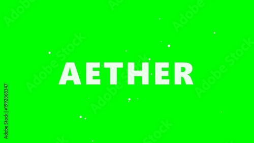 A futuristic scene with Aether text on green background with white dots