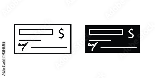 Money check icon illustrations on white, Best for Design Projects