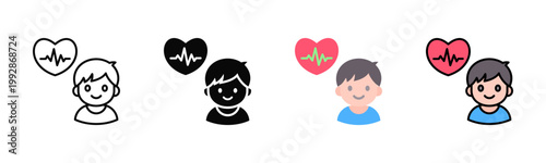 Child Heart Monitor icon set multiple style collection