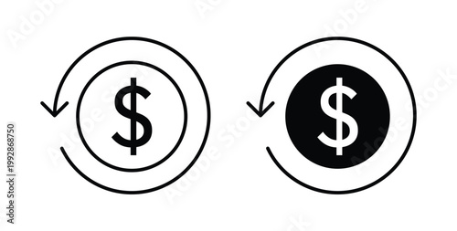 Money refund icon illustrations on white, Best for Design Projects