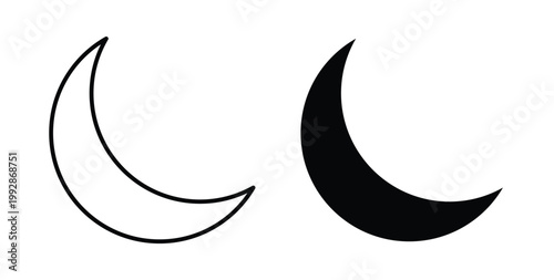 Moon icon illustrations on white, Best for Design Projects