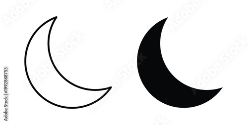 Moon icon illustrations on white, Best for Design Projects