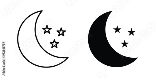 Moon stars icon illustrations on white, Best for Design Projects