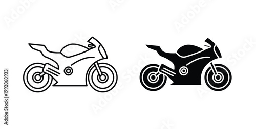 Motorcycle icon illustrations on white, Best for Design Projects