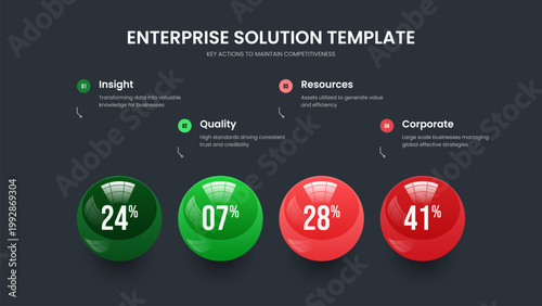 Product Planning Four Element Graph Slide Layout. Science Proposal 4 Step Chart Slideshow Template. Minimal Visualization Presentation Design Vector Illustration.