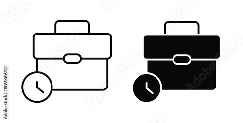 Office time icon illustrations on white, Best for Design Projects