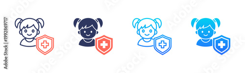 Child Health Check icon set multiple style collection