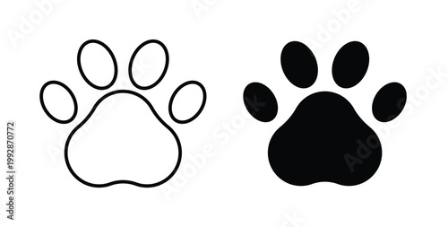 Paw icon illustrations on white, Best for Design Projects
