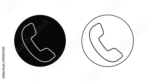 Foto A simple illustration depicts two phone handset icons one black filled and one w