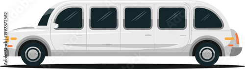 White limousine car side view luxury transport vehicle vector illustration isolated modern design for travel service and chauffeur concept