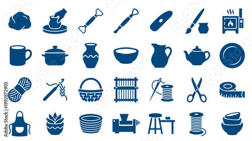 Collection of handmade craft and pottery tools and items, illustrating creative hobbies and artisanal skills