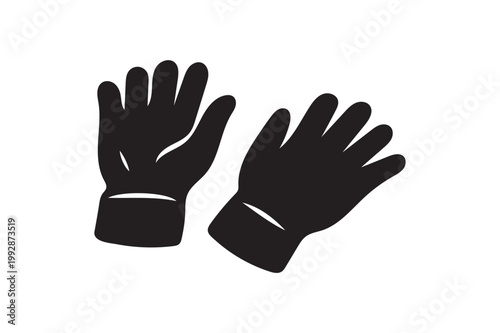 Protective gloves silhouette vector Illustration isolated on white background.
