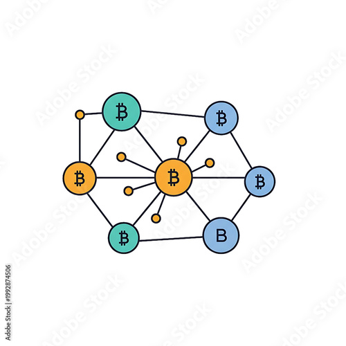 Bitcoin cryptocurrency blockchain network symbol.