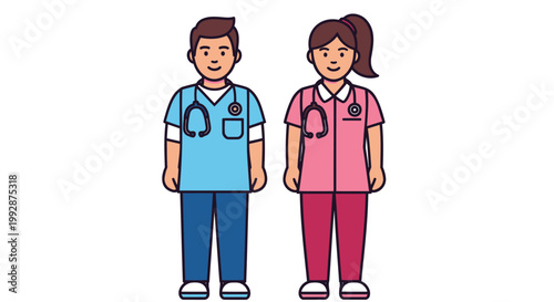 Medical professionals, doctors, nurses, healthcare workers, vector icons