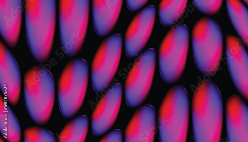 A vibrant and dynamic abstract digital composition featuring a dense arrangement of overlapping, vertically oriented organic forms that resemble biological cells or scales.