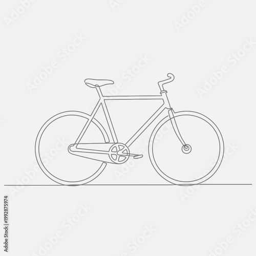 Minimalist Line Art Bicycle Drawing, Single Line Continuous Outline
