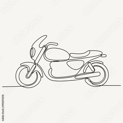 Continuous Line Drawing of a Motorcycle - Minimalist Vector Art