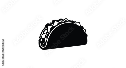 A striking black silhouette of a delicious taco a popular mexican food silhouette