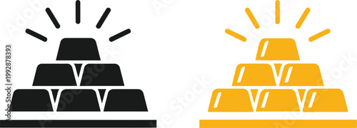 Contrast of traditional and modern gold bar representations with lightbulb effect Vector