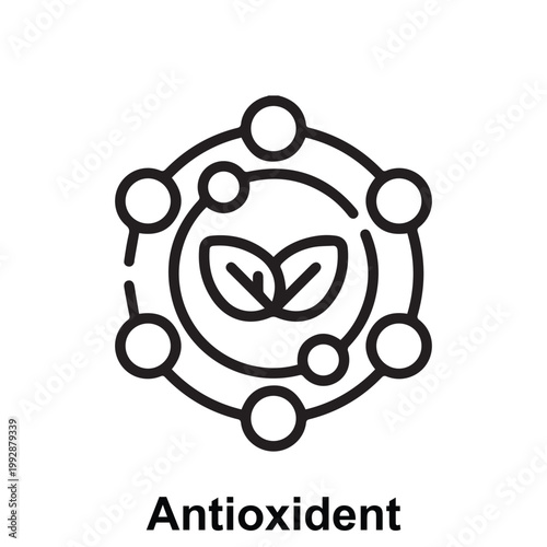Modern antioxidant icon representing cellular protection, free radical defense, and healthy aging support in a clean minimal vector style ideal for healthcare, nutrition, and wellness-related designs.
