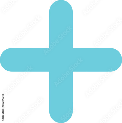 Minimalist plus symbol in cyan on white background Vector