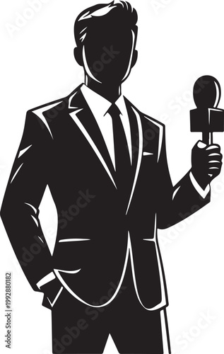 businessman with a microphone