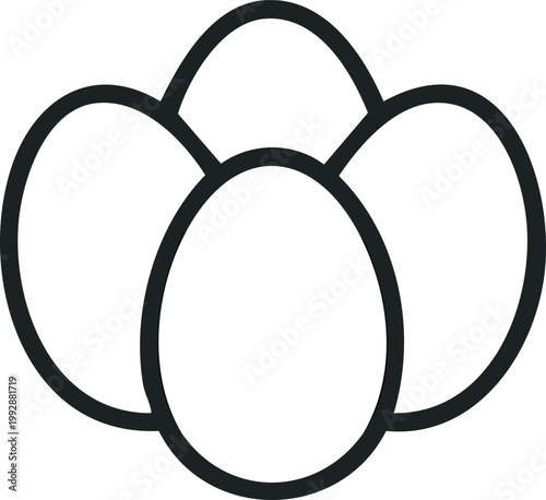Minimal line icon of a group of eggs, simple oval cluster