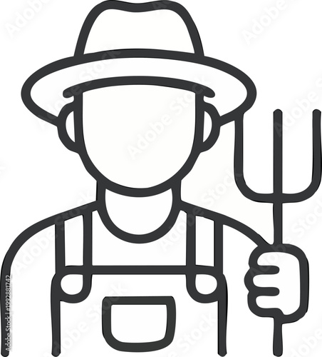 Minimal line icon of a farmer wearing a hat, bust portrait, clean outline