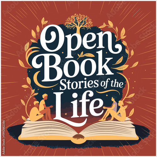 Open Book with People and Tree of Life Keywords: open book, stories, life, tree of life, people