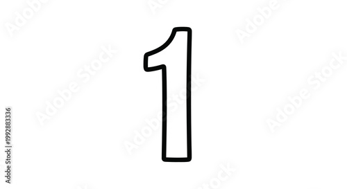 A simple hand drawn style illustration of the number one prominently displayed on a white background high quality