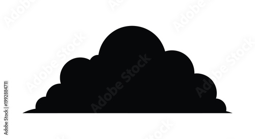 A dark fluffy cloud formation against a white background a striking silhouette