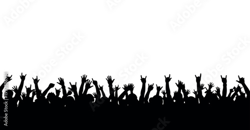 silhouette of a crowd of people with their hands