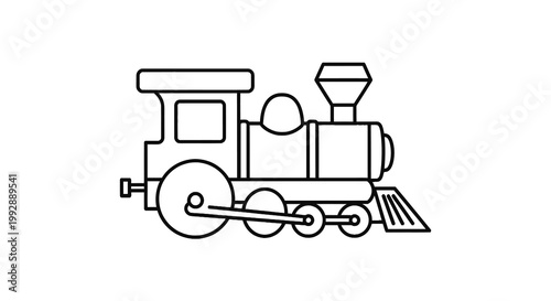 Vector Train engine line art locomotive illustration