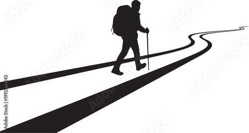 Hiking, adventure, trekking silhouette, traveler, backpacker icon